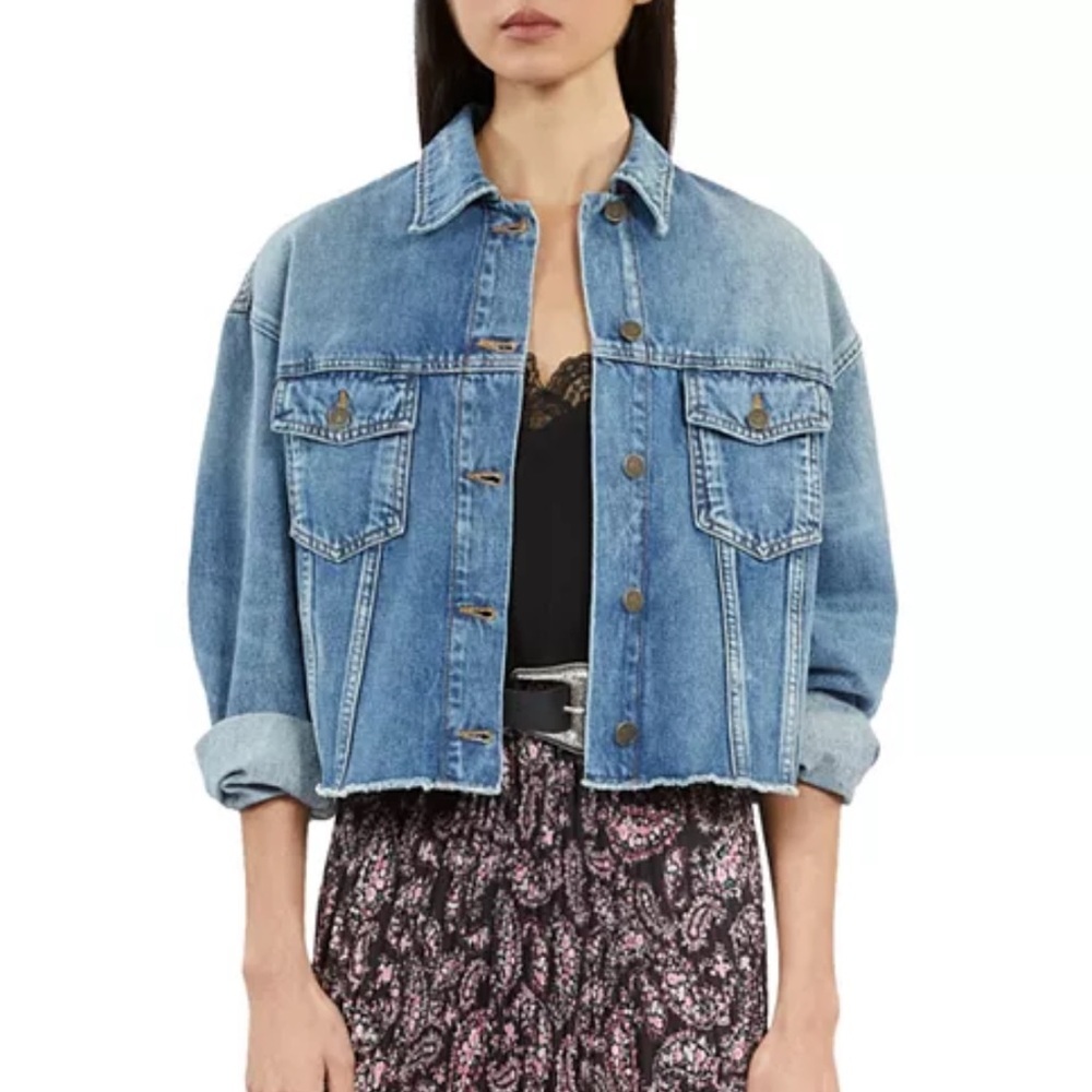 The Kooples Blue Denim Cropped Jean Jacket